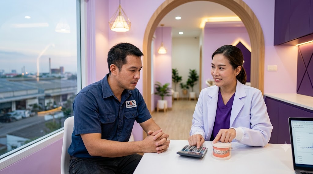คนทำงานย่านมาบยางพรปรึกษาราคาจัดฟันกับทันตแพทย์