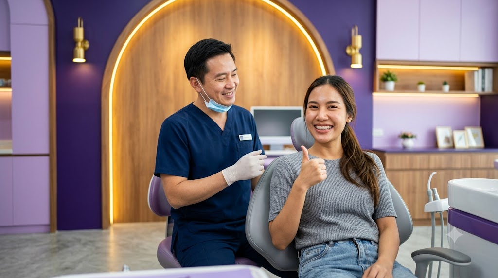 คนไข้จัดฟันใสยิ้มมั่นใจที่คลินิกในบ่อวิน