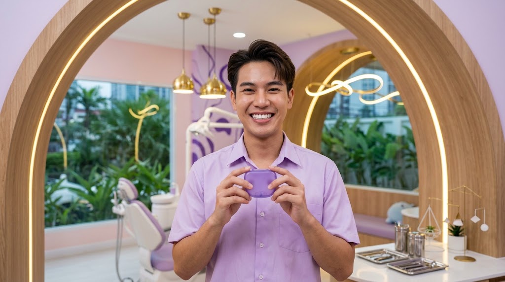 คนไข้รับรีเทนเนอร์ใหม่ที่คลินิกในบ่อวิน